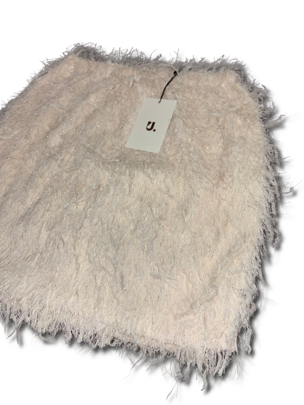 Cream fluffy glittery skirt