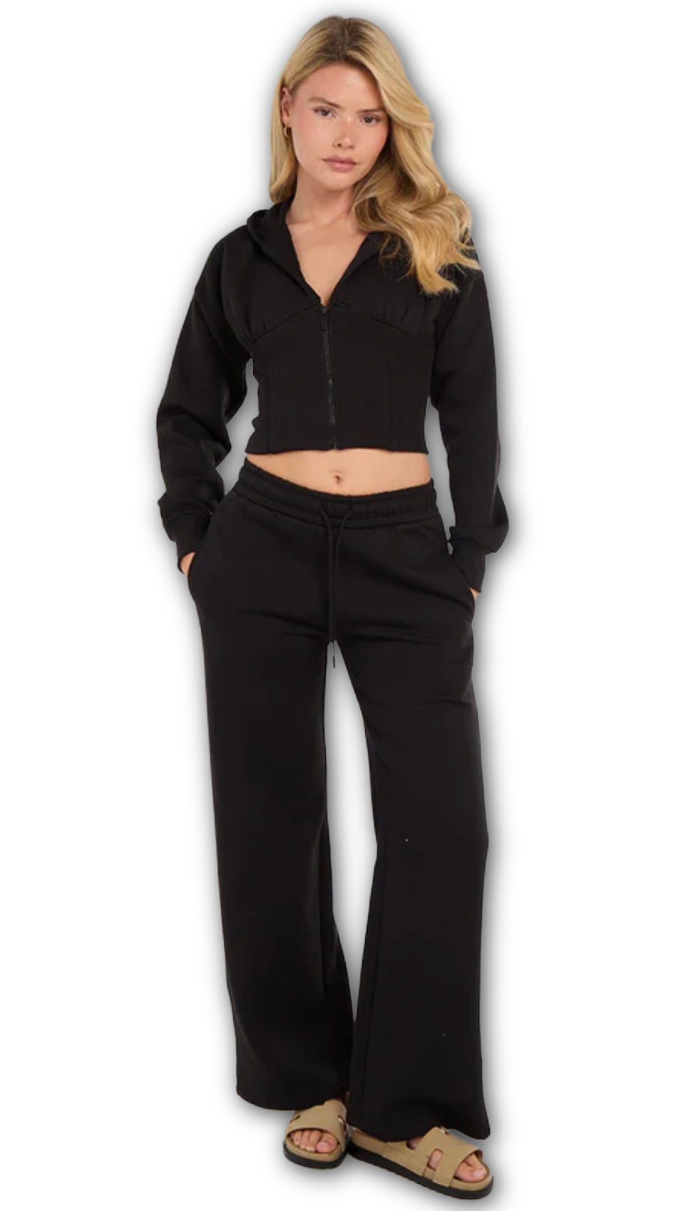 Cropped zip up hoodie & straight leg jogger co ord