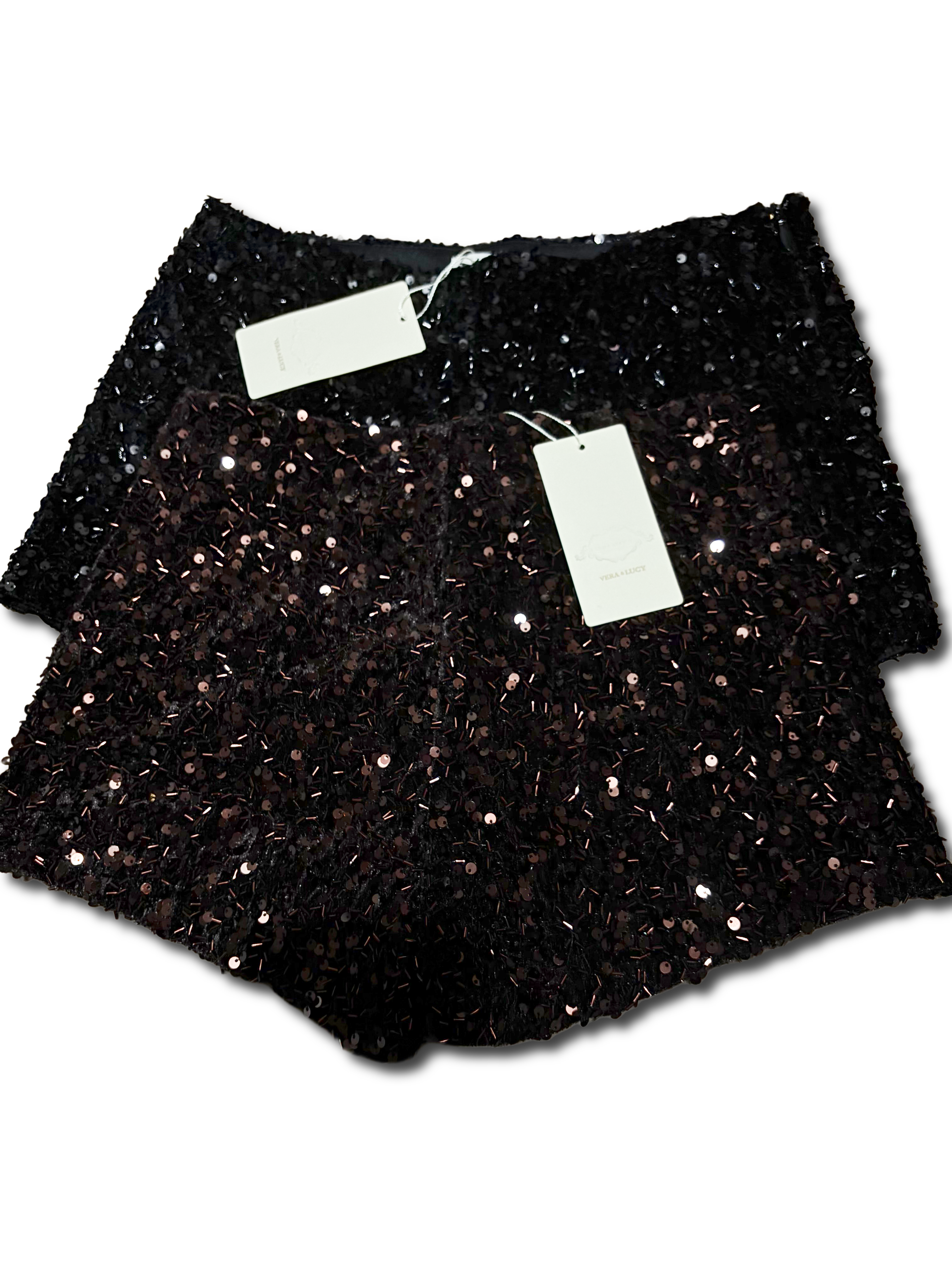 Black/ chocolate sequin shorts