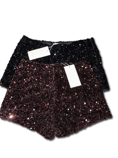 Black/ chocolate sequin shorts