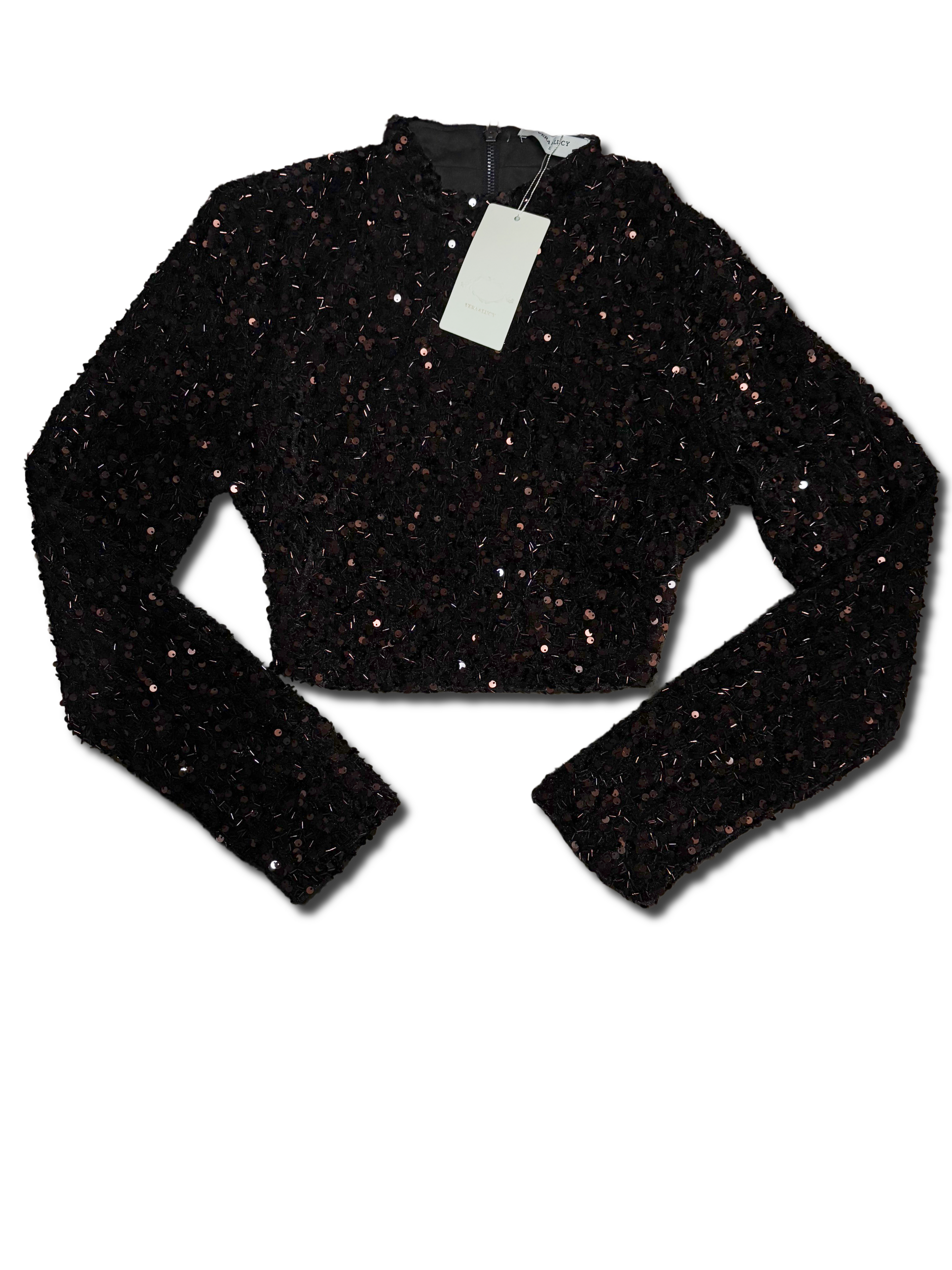 Black/ chocolate sequin long sleeve