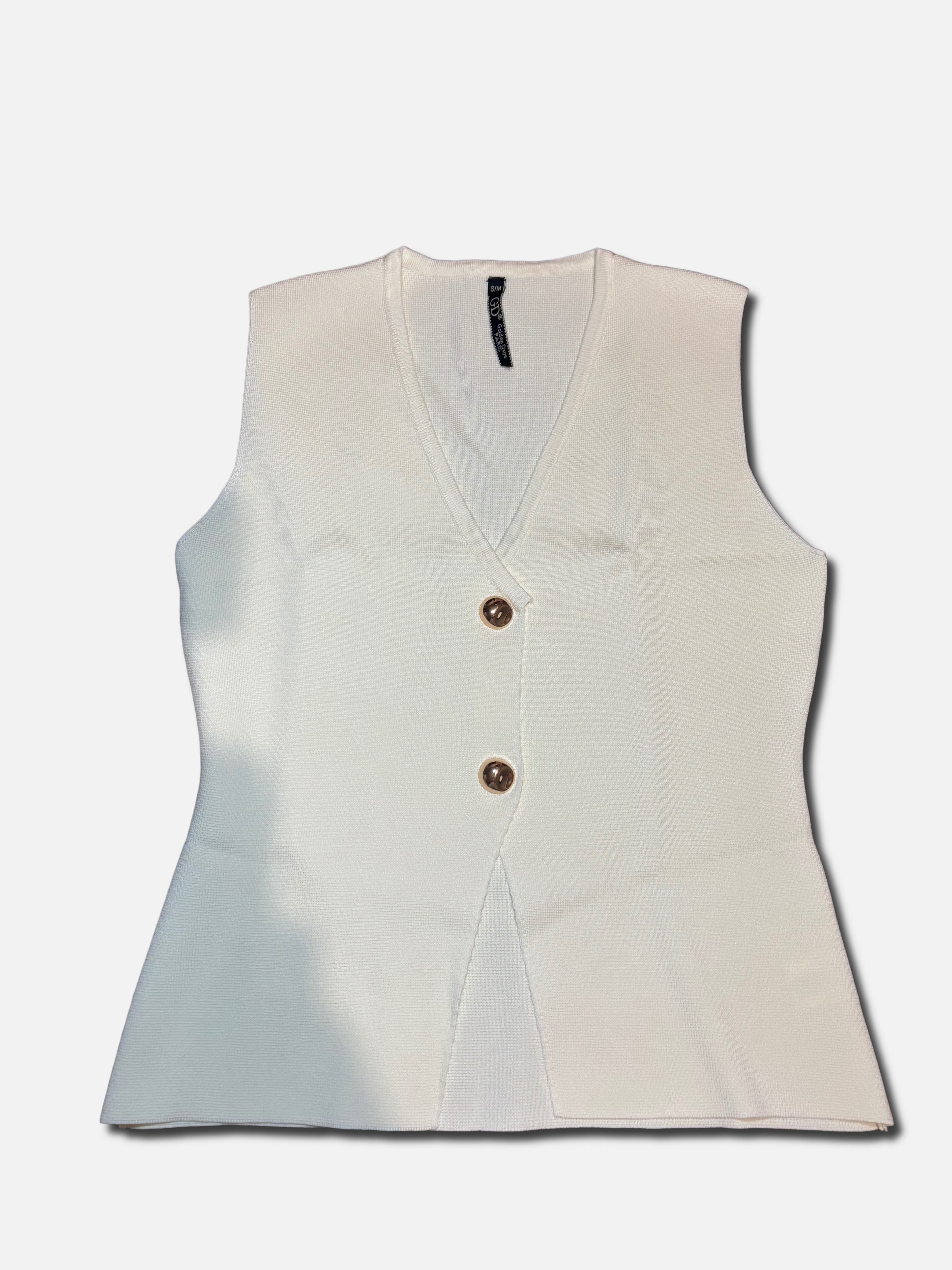 Cream sleeveless knit waistcoat