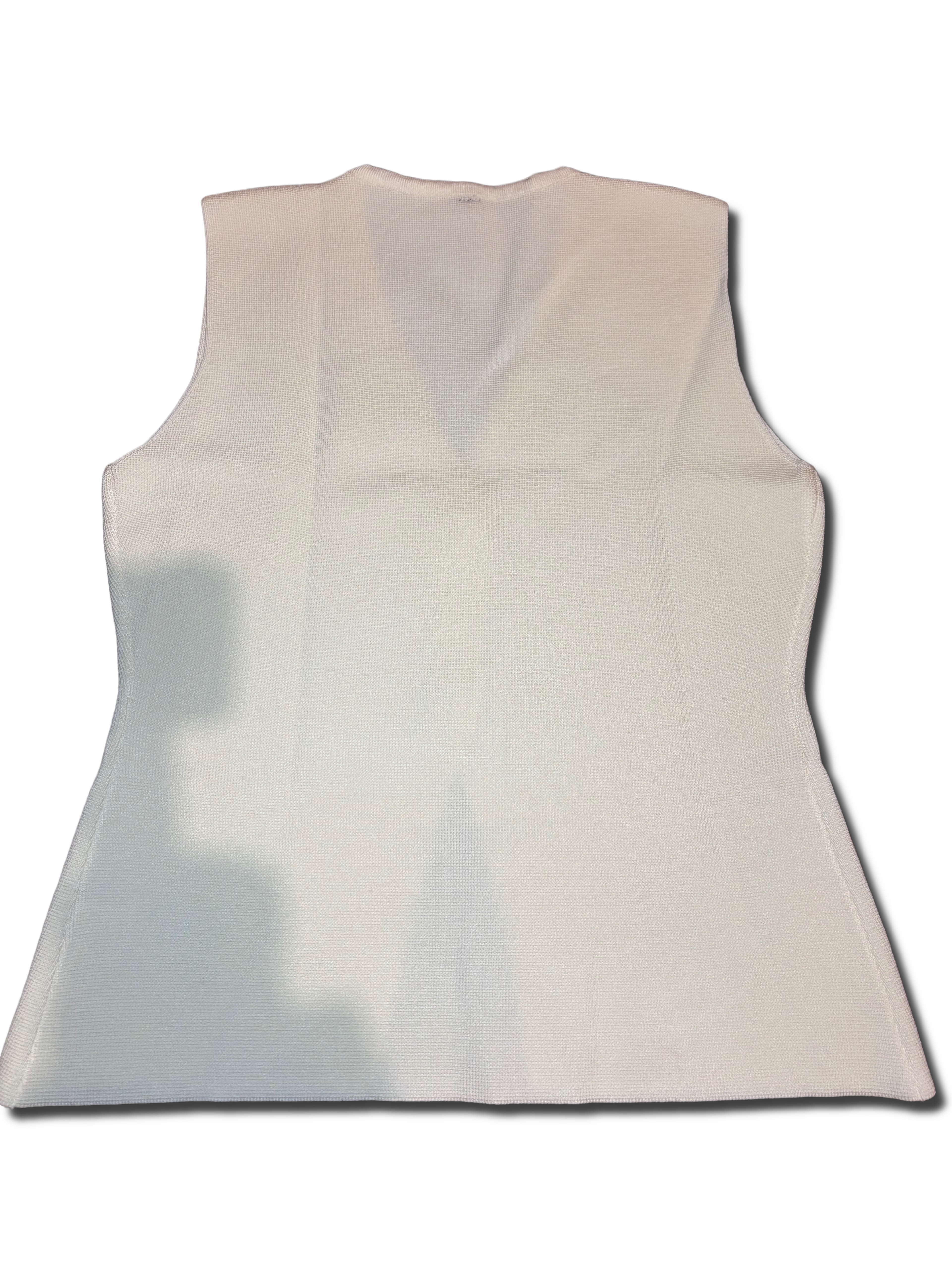 Cream sleeveless knit waistcoat