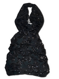 Black sequin cowl ruched backless mini dress